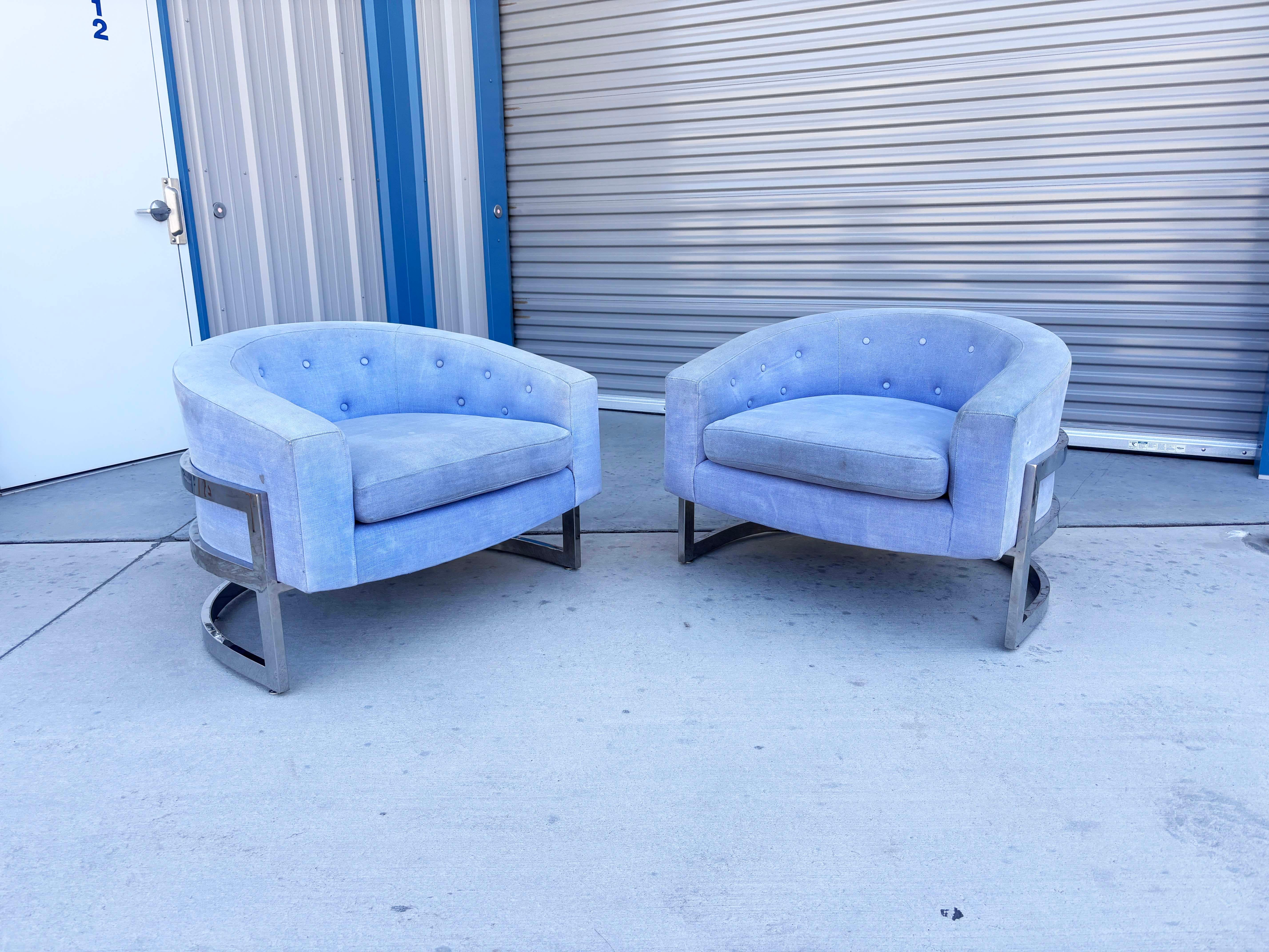 Sedie da salotto del metà secolo scorso in stile Milo Baughman - una coppia In condizioni buone in vendita a North Hollywood, CA