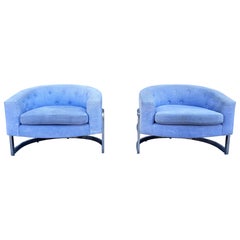 1970s Mid Century Lounge Chairs Styled After Milo Baughman - A Pair