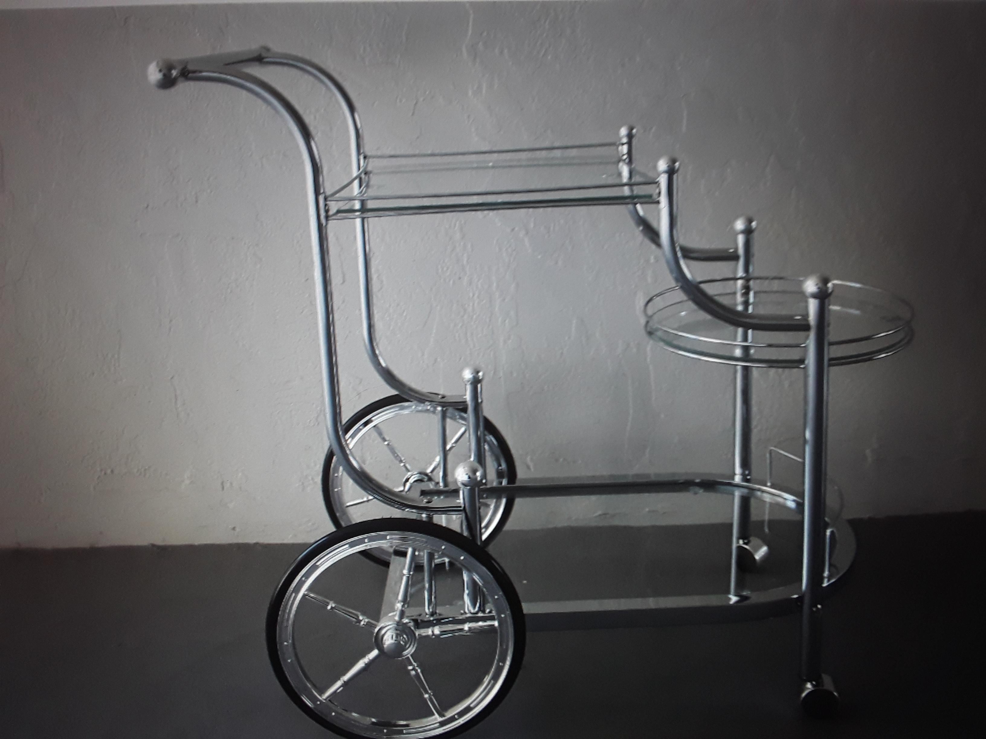 1970's Mid Century Modern 3 Tier Rolling Bar Cart / Tea Trolley/ Dry Bar- Unused For Sale 3