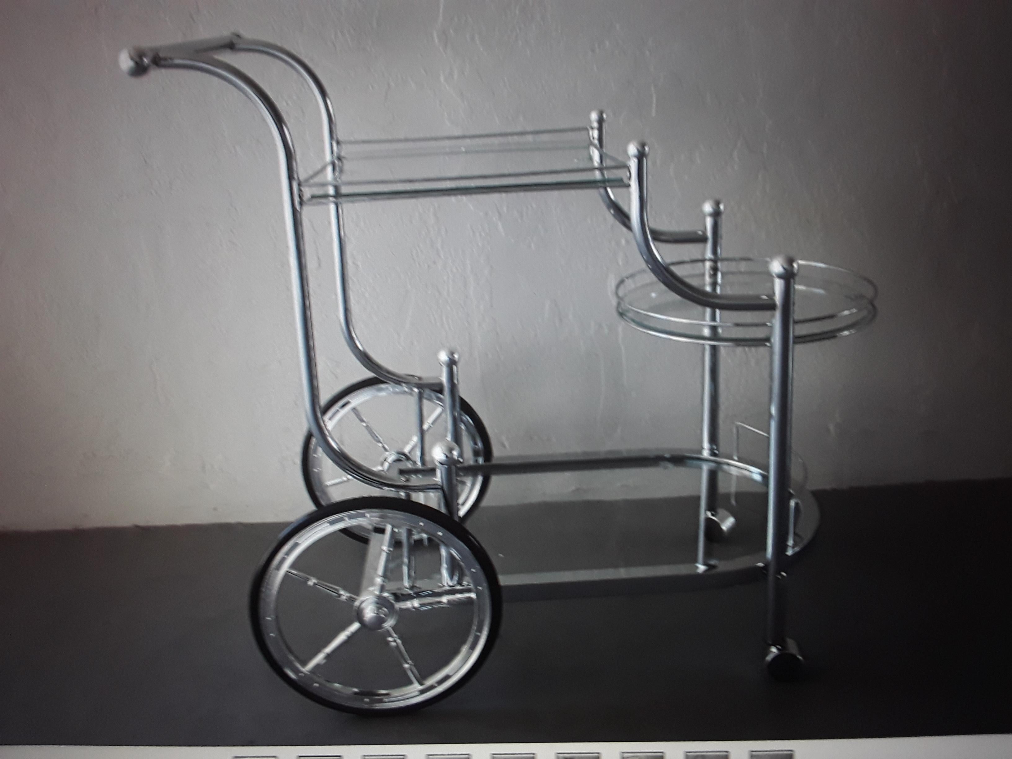 1970's Mid Century Modern 3 Tier Rolling Bar Cart / Tea Trolley/ Dry Bar- Unused For Sale 2