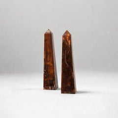 1970s Mid-Century Modern Amber Resin Obelisks by Pierre Giraudon