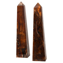 1970s Mid-Century Modern Amber Resin Obelisks by Pierre Giraudon