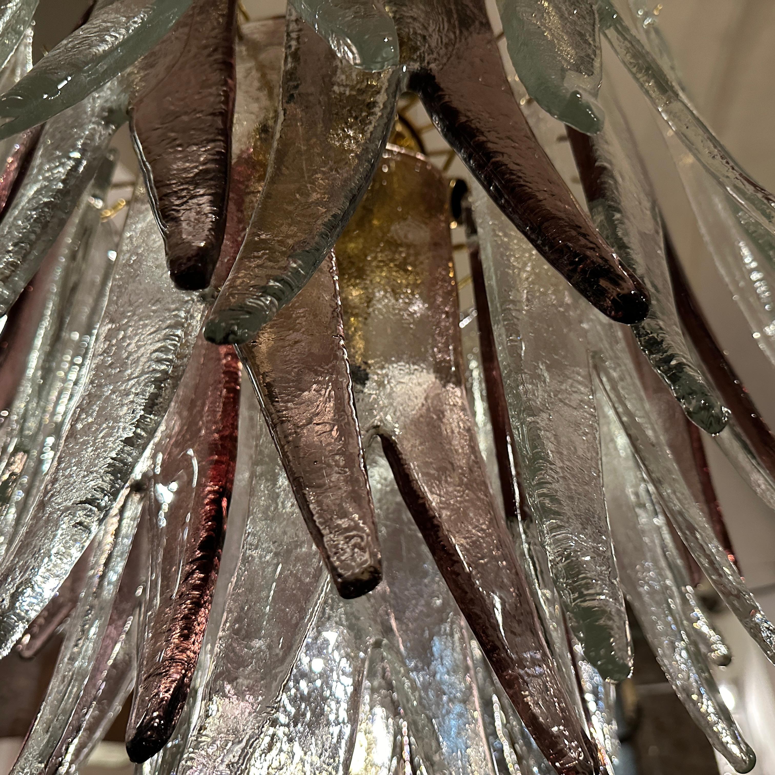 Verre de Murano Lustre en verre de Murano transparent et améthyste des années 1970 de The Modernity en vente