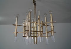 1970's Mid-Century Modern Architectural Gaetano Sciolari 9-Light Chandelier