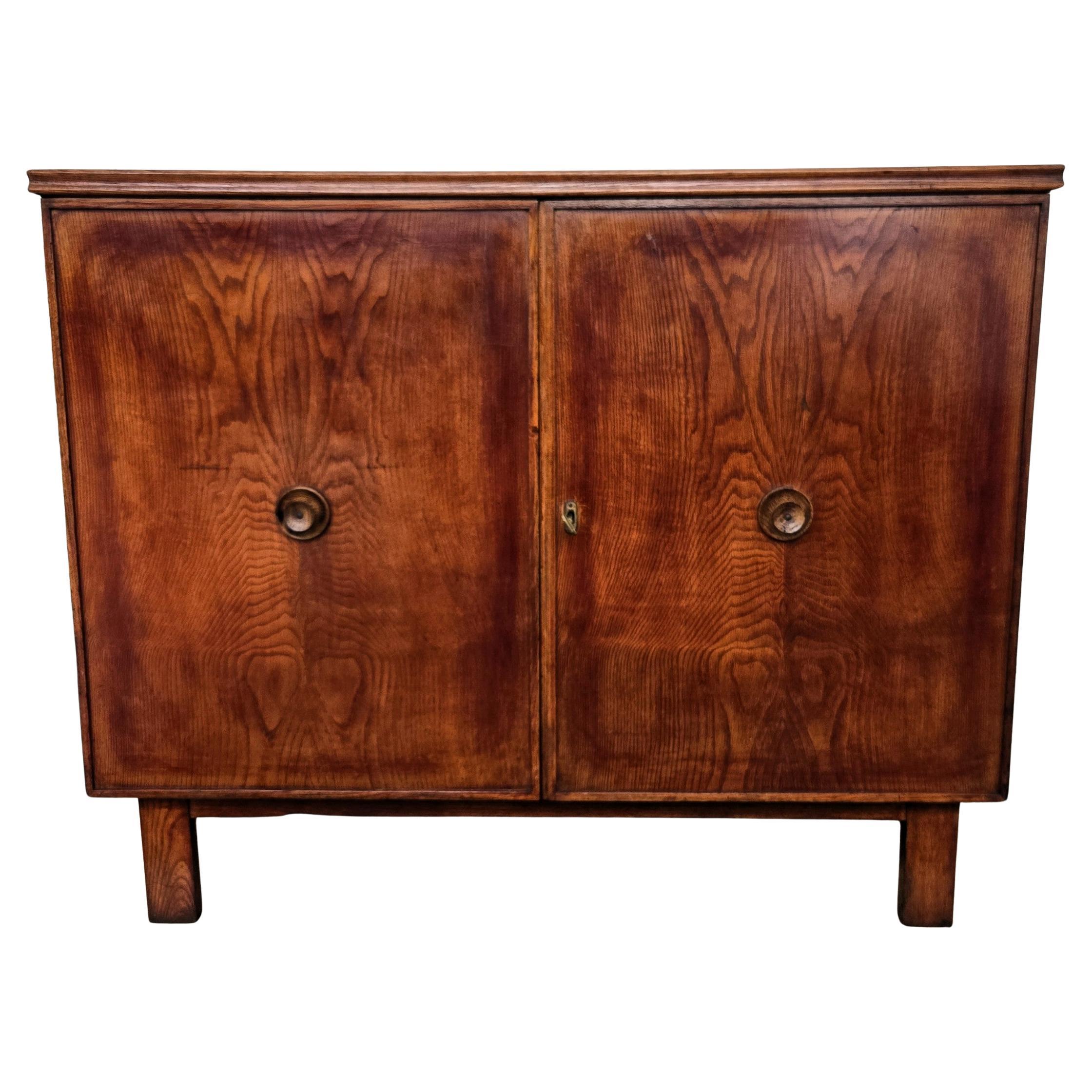 1970 Mid-Century Modern Art Deco Italian Wooden Sideboard Credenza Cabinet