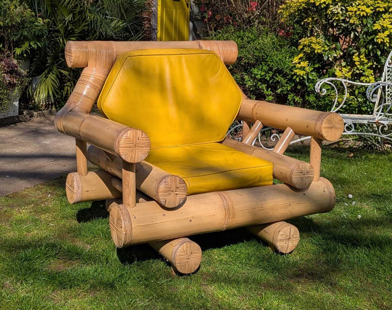 1970's Mid Century Modern Bamboo Lounge Chairs By Budji Layug For Bloomingdales im Angebot 6