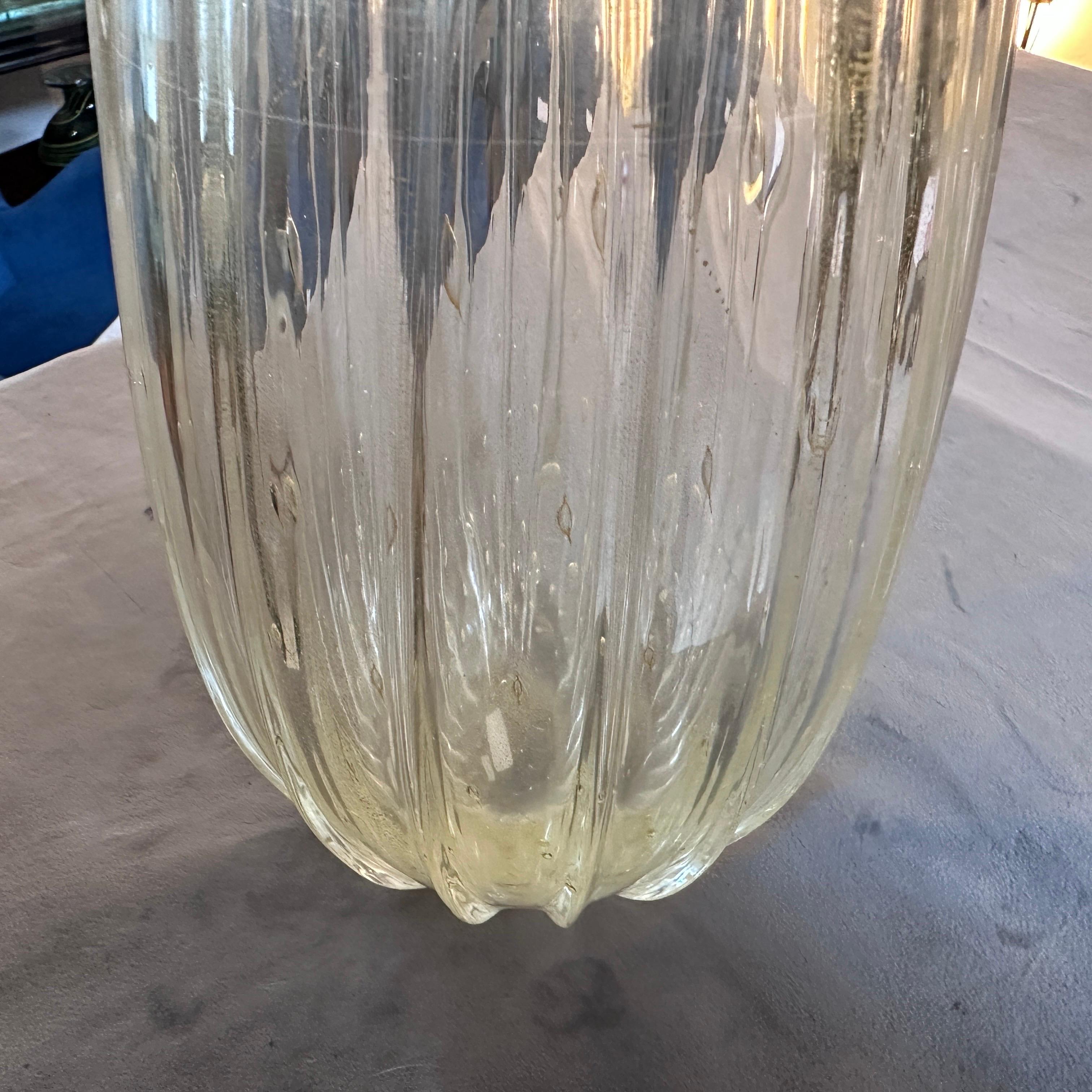 Hand-Crafted 1970s Mid-Century Modern Barovier Style Gold and Transparent Murano Glass Vase