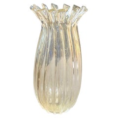 1970s Mid-Century Modern Barovier Style Gold and Transparent Murano Glass Vase