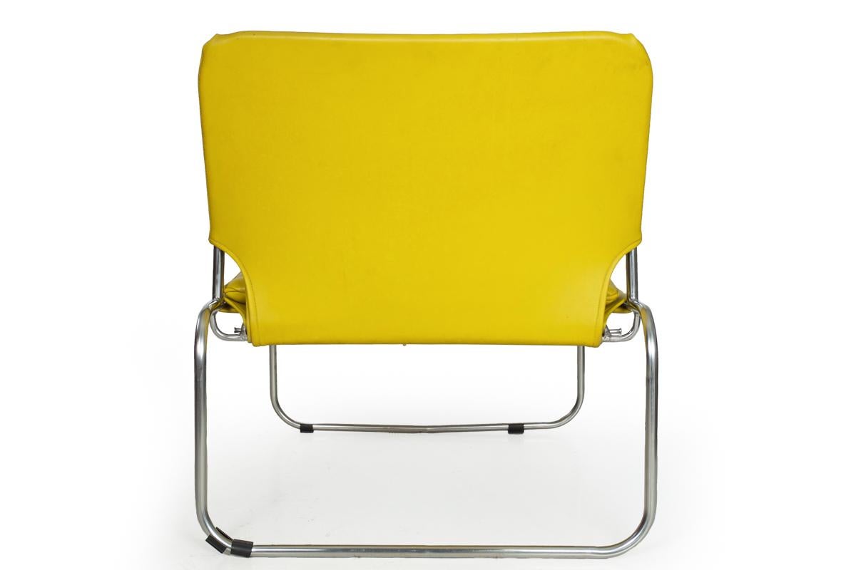 1970s Mid-Century Modern Bauhaus Tubular Chrome Steel Lounge Chairs, a Pair In Good Condition In Shippensburg, PA