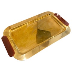 1970s Mid-Century Modern Brass and Bakelite Italian Serving Tray