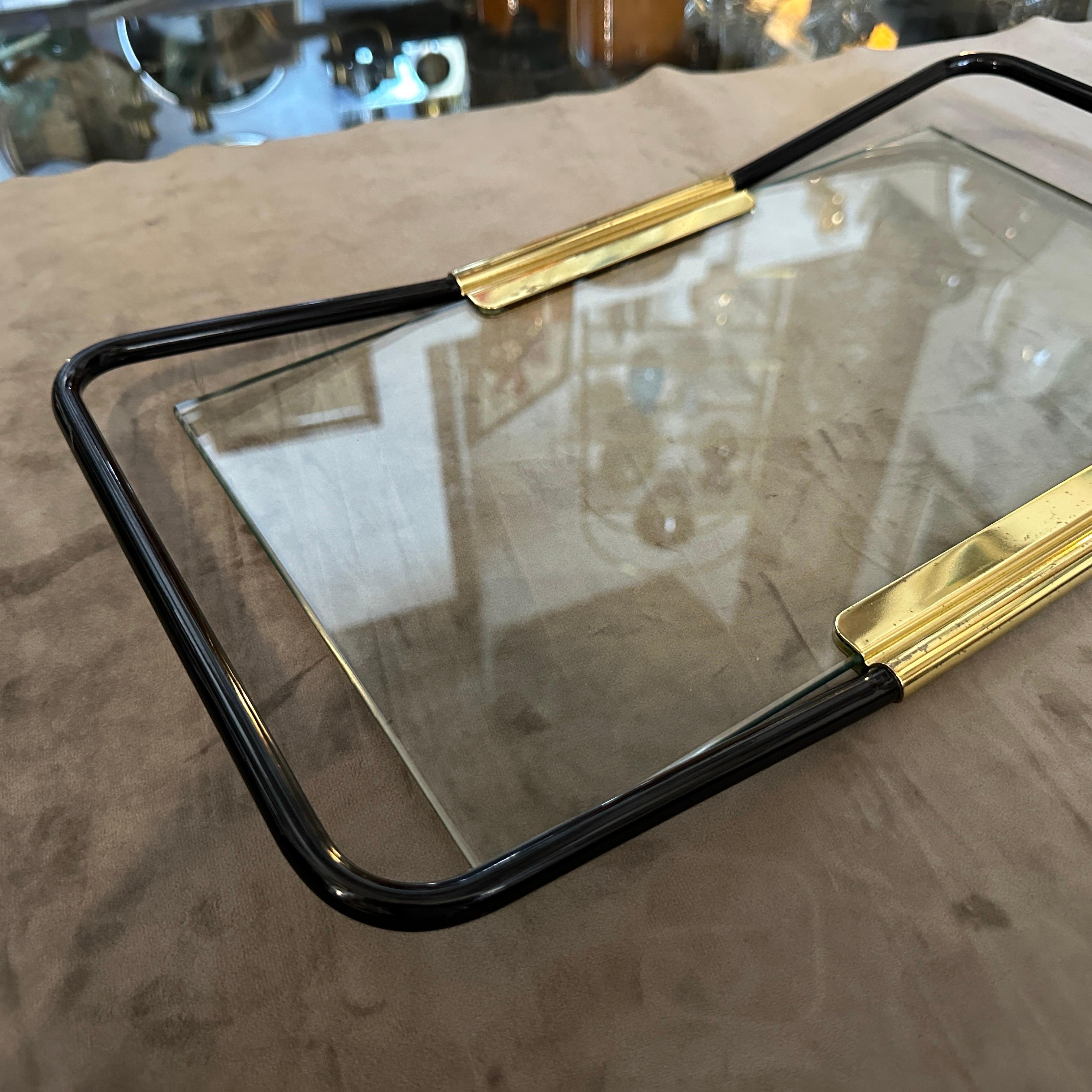 1970s Mid-Century Modern Brass and Black Painted Metal by Mascagni For Sale 5