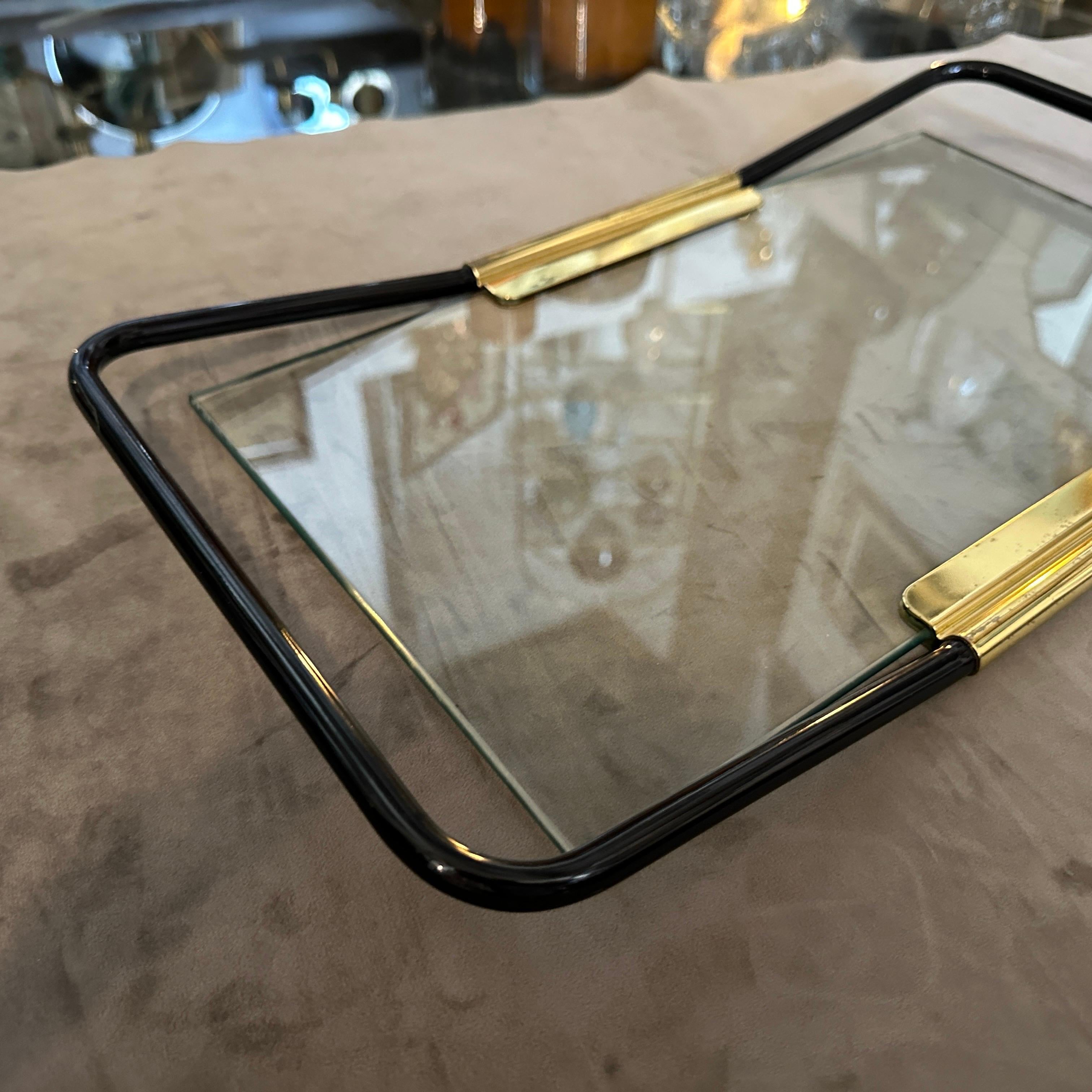 1970s Mid-Century Modern Brass and Black Painted Metal by Mascagni For Sale 1