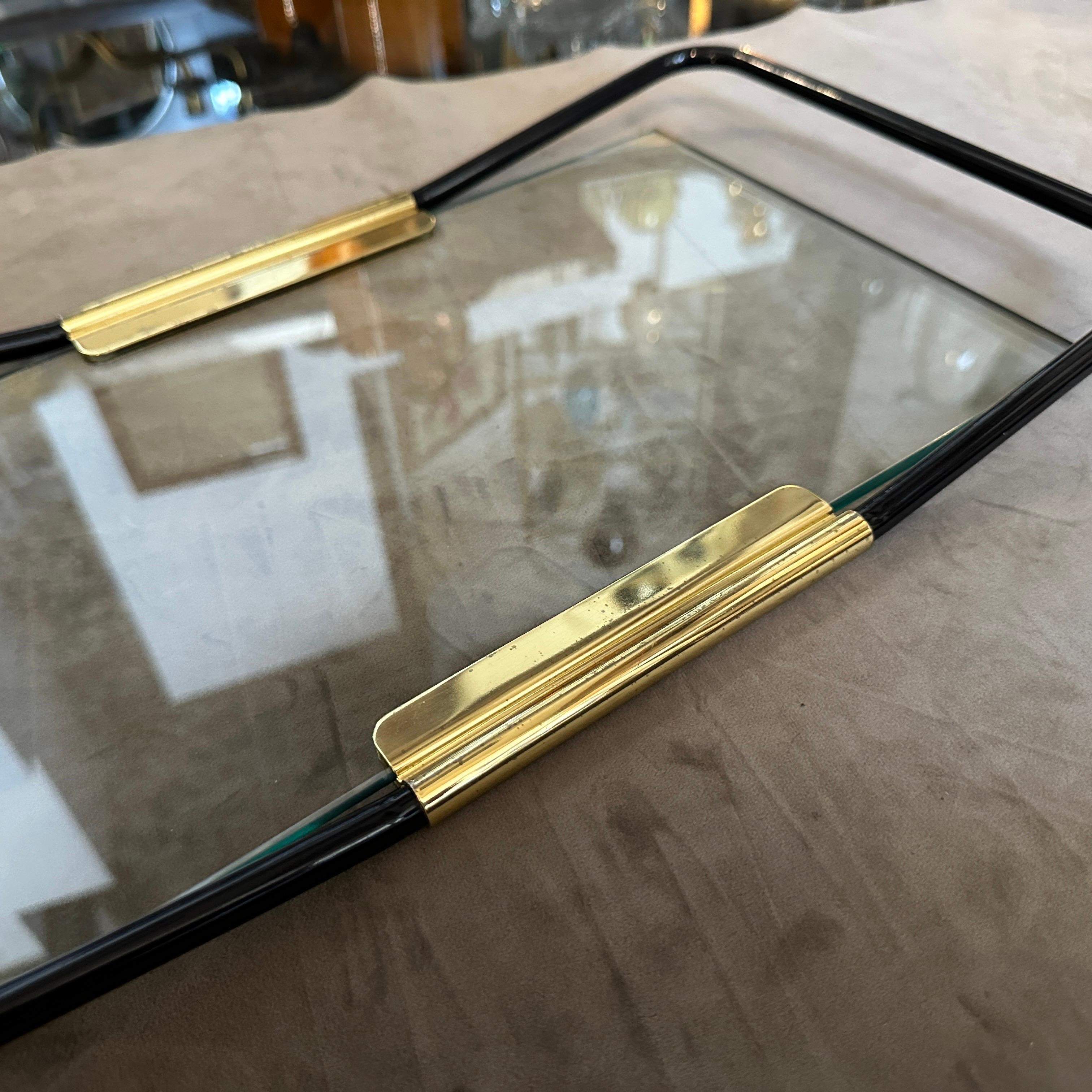 1970s Mid-Century Modern Brass and Black Painted Metal by Mascagni For Sale 4