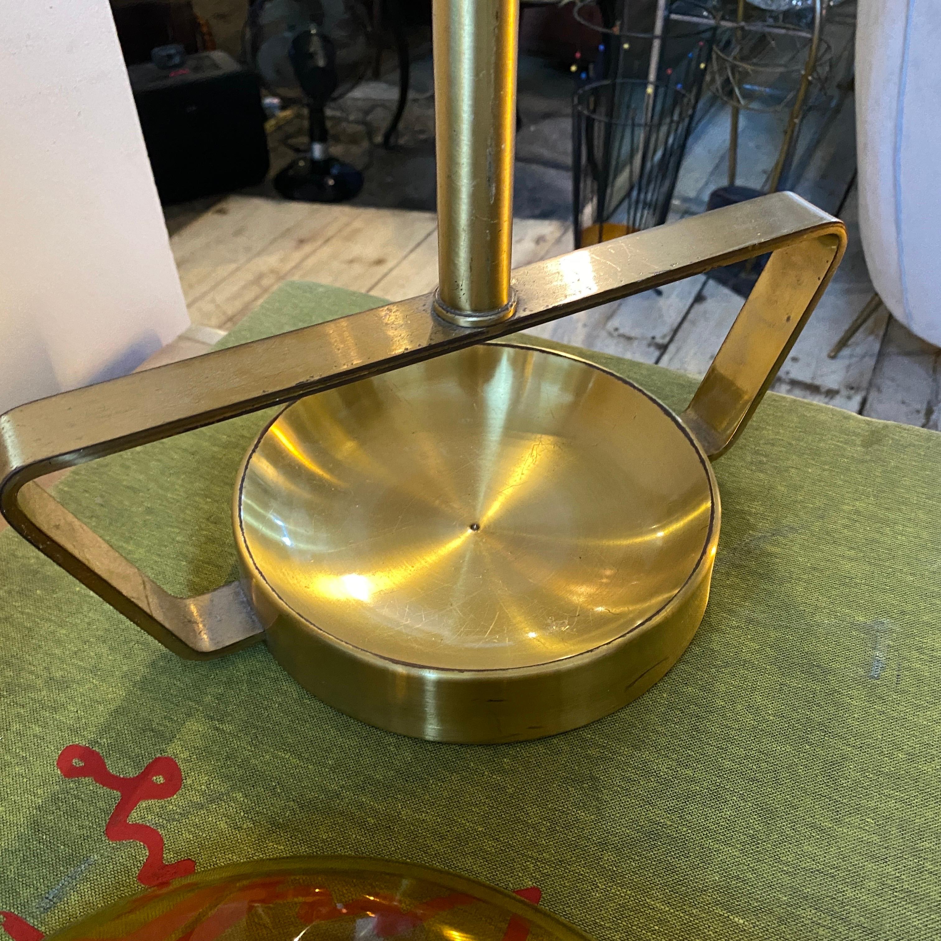 1970s Mid-Century Modern Brass and Brown Glass Italian Umbrella Stand 9