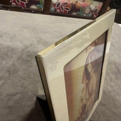 1970s Mid-Century Modern Brass and Cream Lacquered Metal Italian Picture Frame