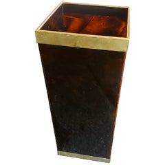 Portaombrelli italiano del metà del secolo scorso in ottone e finta lucite tartarugata