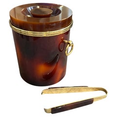 Cubitera italiana de latón y falso carey lucite de mediados de siglo XX