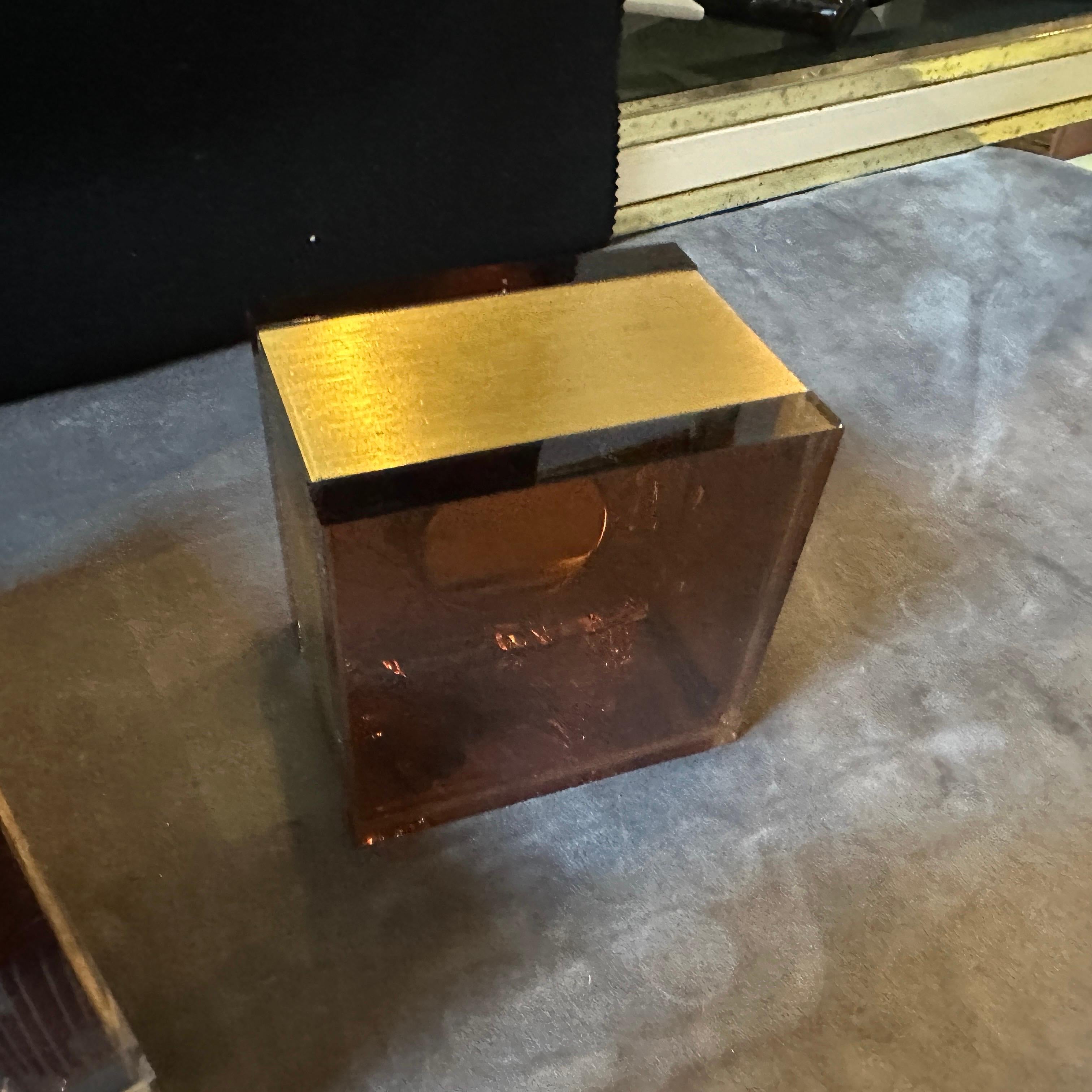 1970s Mid-Century Modern Brass and Fake Tortoiseshell Lucite Italian Smoking Set For Sale 7