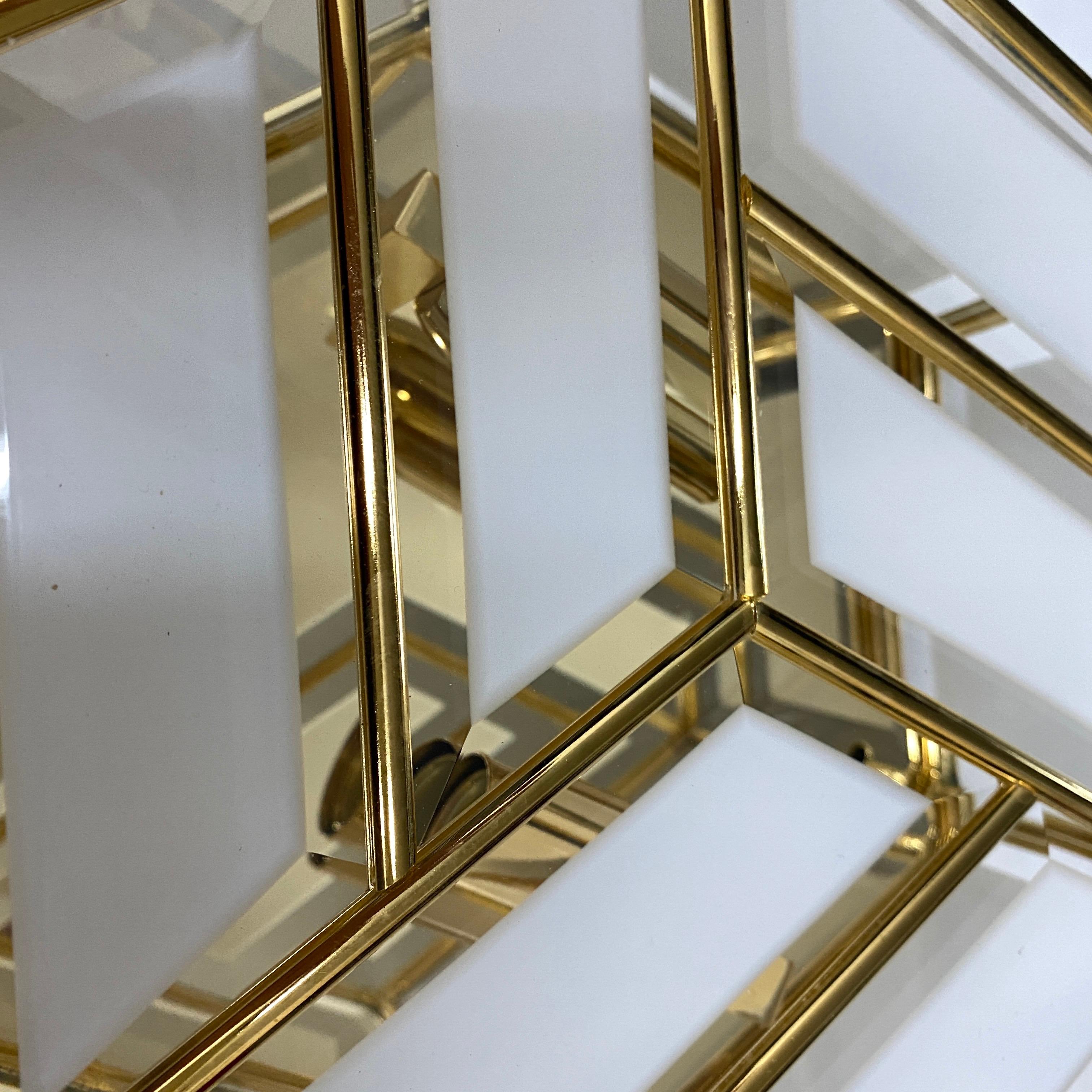 1970s Mid-Century Modern Brass and Glass Hexagonal Italian Ceiling Light For Sale 4