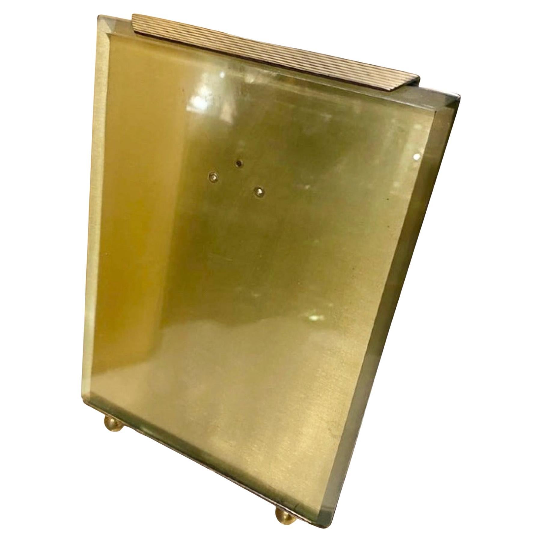 1970s Mid-Century Modern Brass and Glass Italian Picture Frame by Tommaso Barbi For Sale