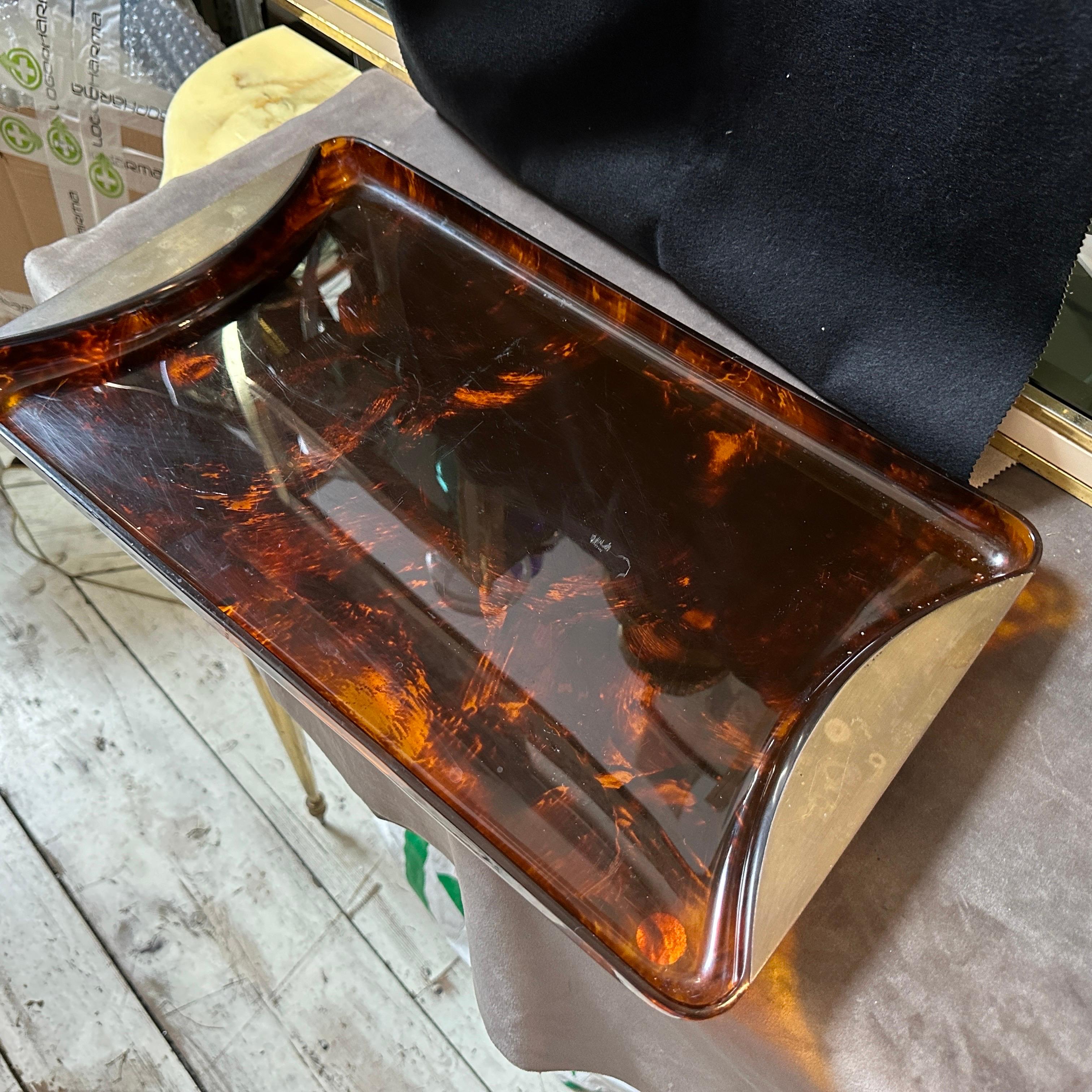 1970s Mid-Century Modern Brass and Lucite Italian Serving Tray by Guzzini 6