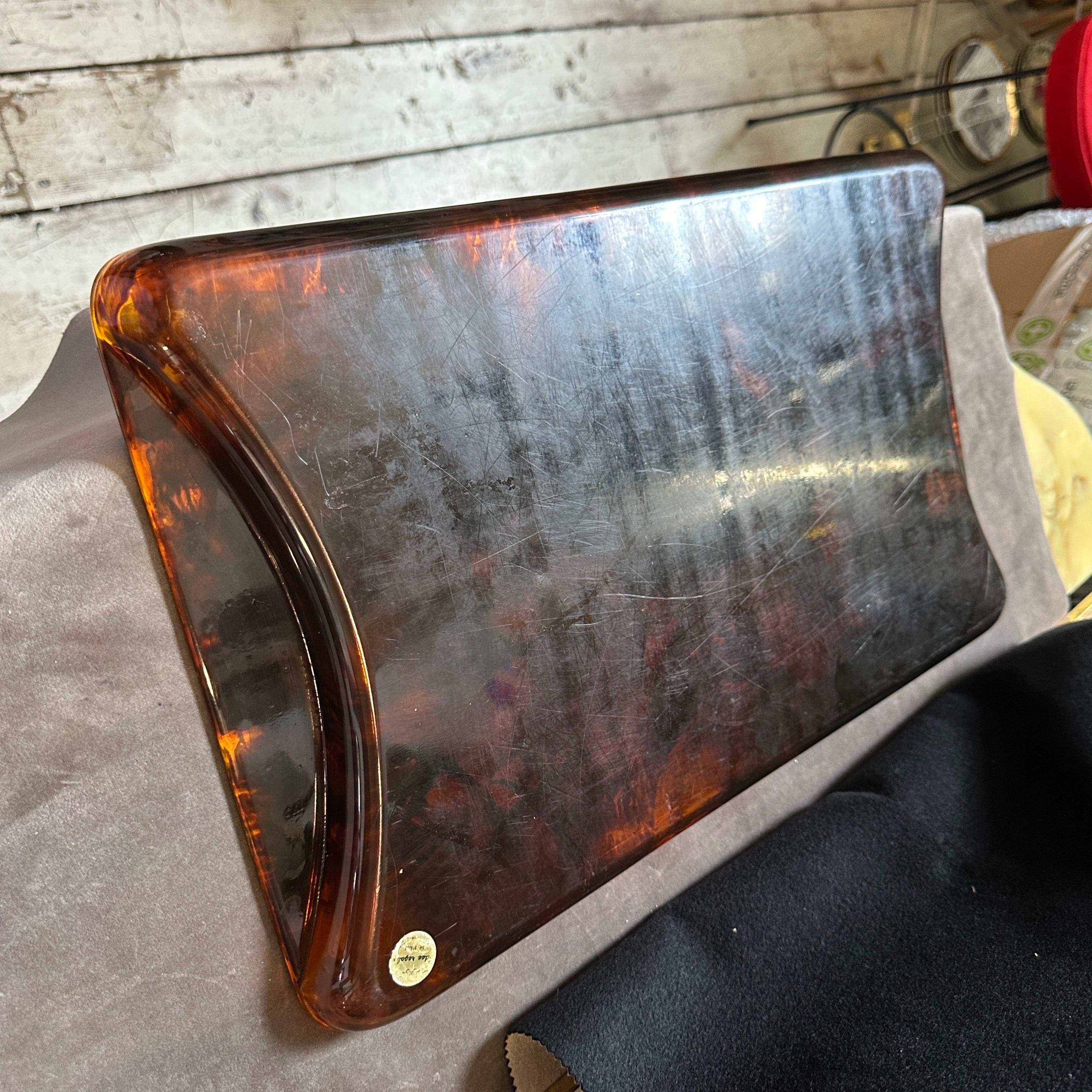 1970s Mid-Century Modern Brass and Lucite Italian Serving Tray by Guzzini 9