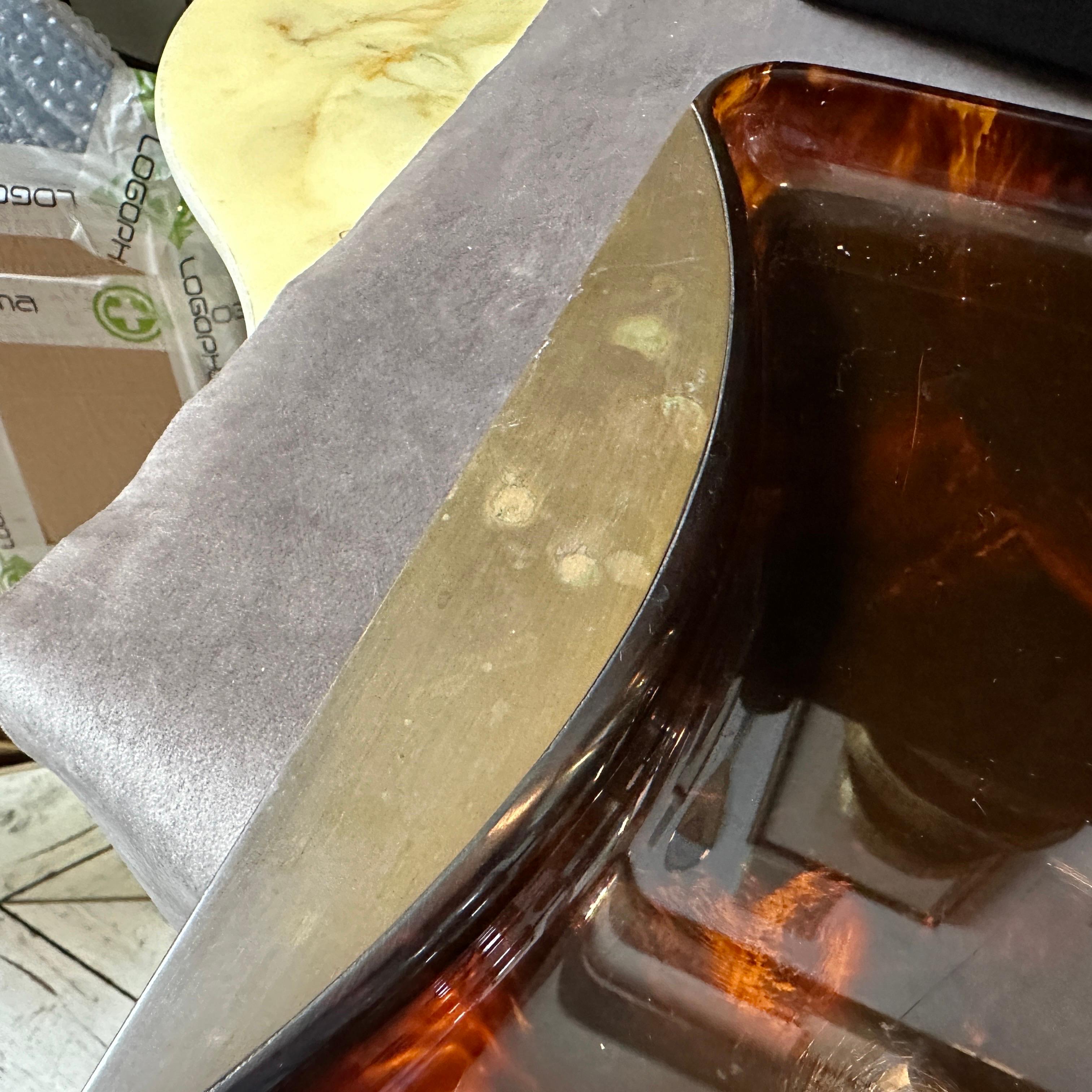 1970s Mid-Century Modern Brass and Lucite Italian Serving Tray by Guzzini 11