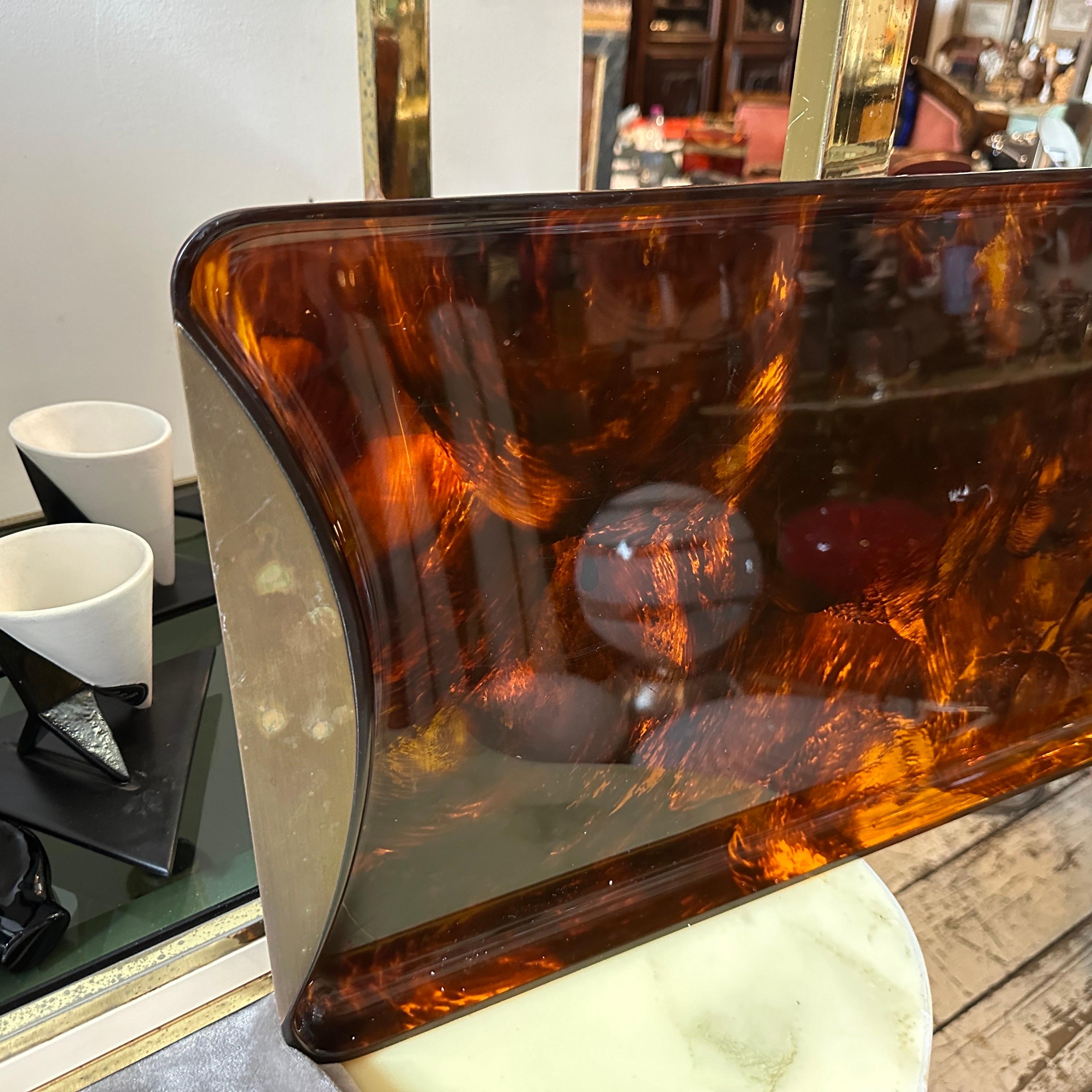 1970s Mid-Century Modern Brass and Lucite Italian Serving Tray by Guzzini 2
