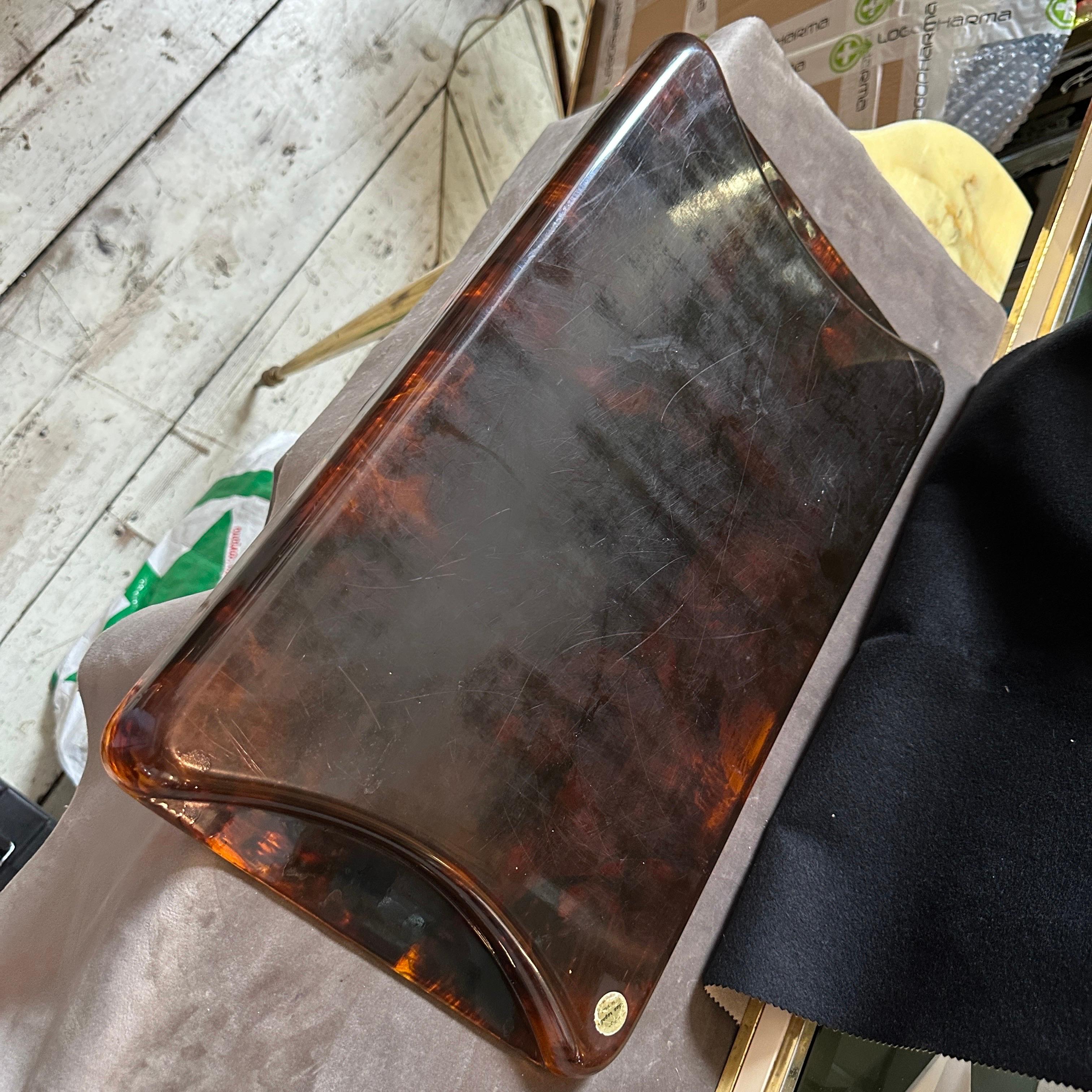 1970s Mid-Century Modern Brass and Lucite Italian Serving Tray by Guzzini 4