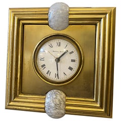 1970s Mid-Century Modern Brass and Murano Glass Table Clock by Tommaso Barbi