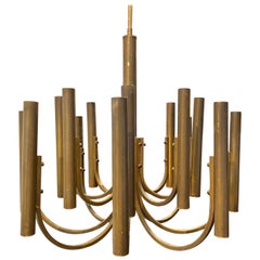 Lustre en laiton moderne du milieu du siècle dernier de Gaetano Sciolari, années 1970