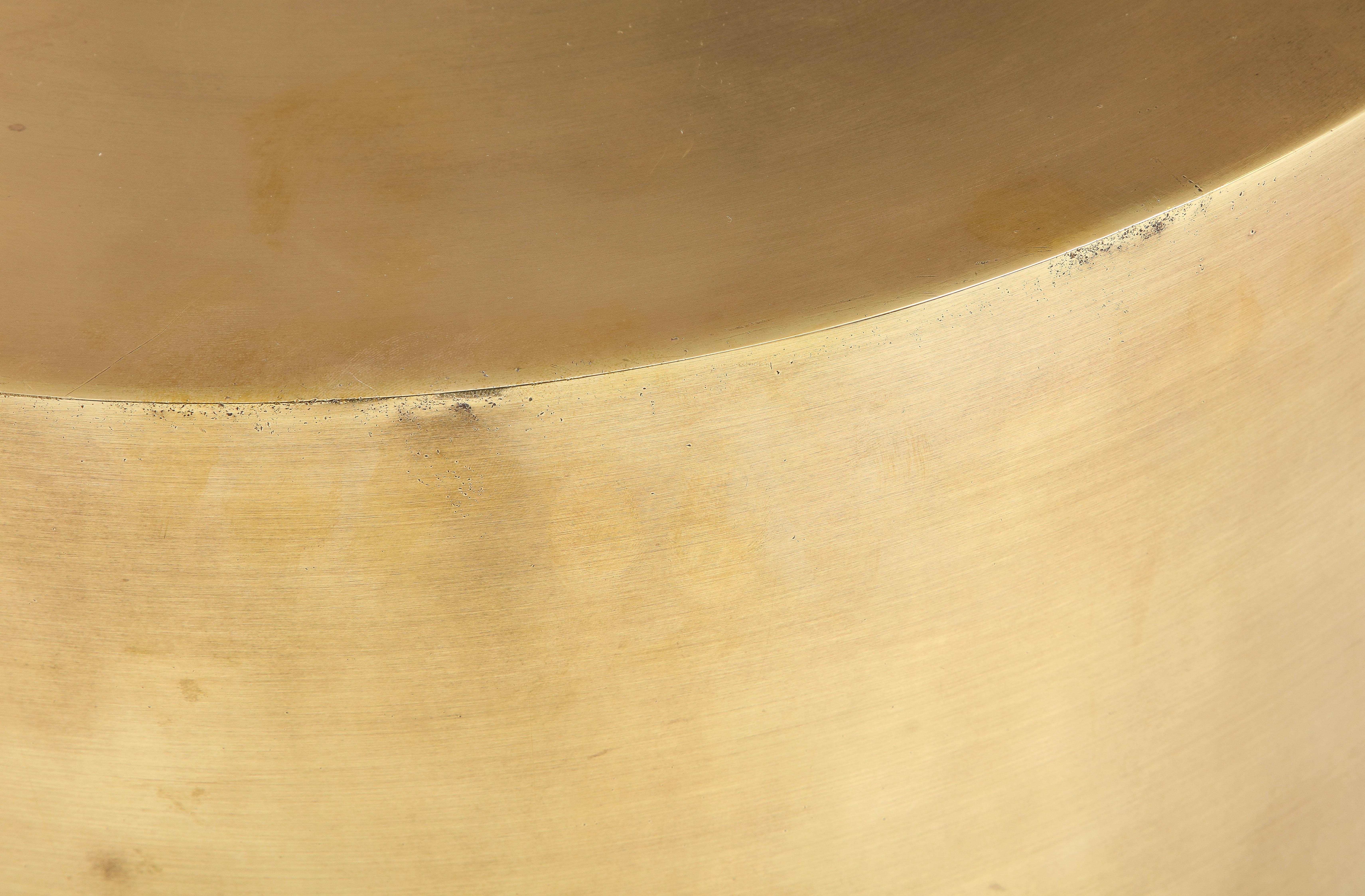 1970's Mid-Century Modern Brass Drum Dining Table Attributed To Brueton 4