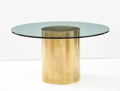 1970's Mid-Century Modern Brass Drum Dining Table Attributed To Brueton