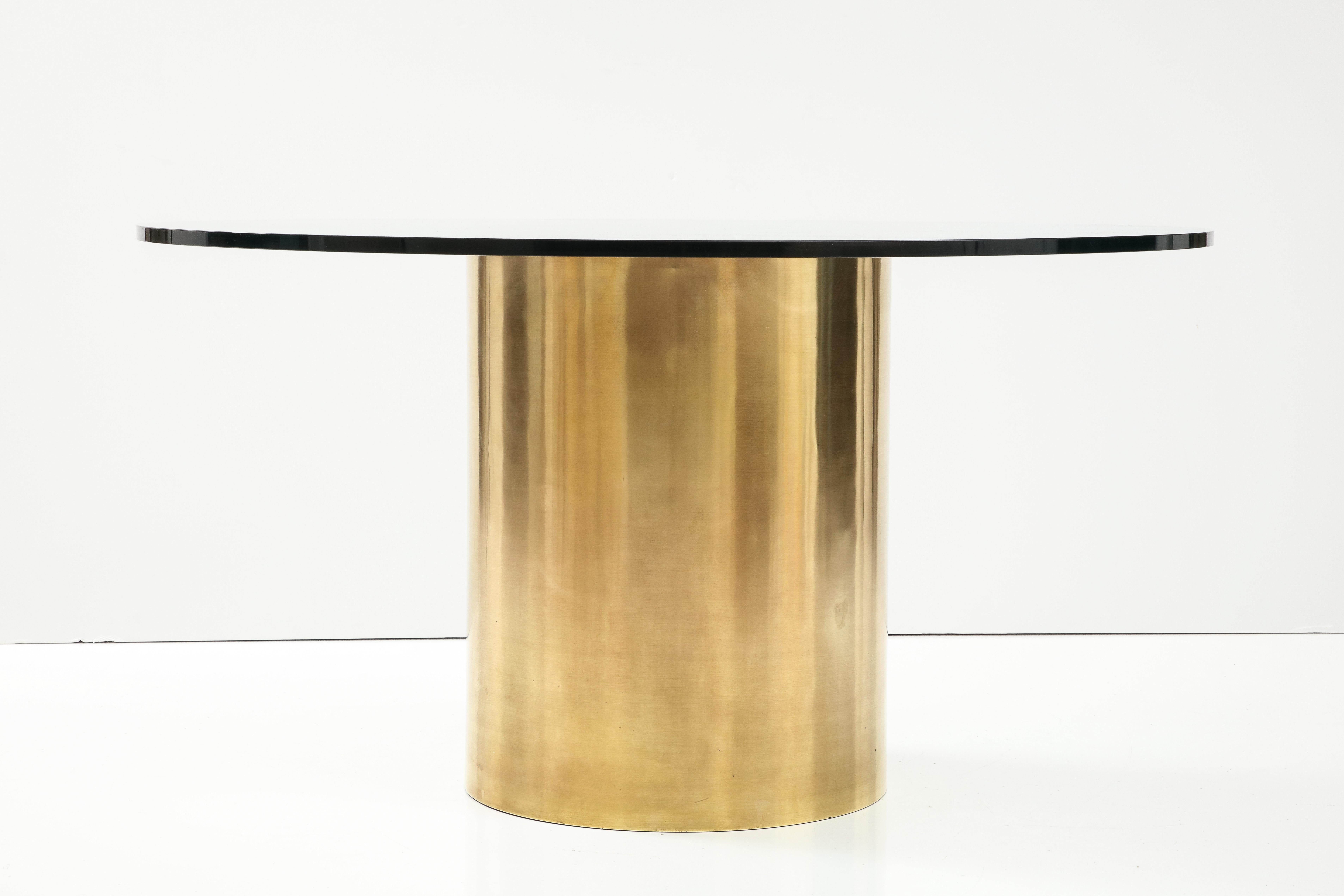 Table de salle à manger à tambour en laiton moderne mi-siècle des années 1970 attribuée à Brueton Bon état - En vente à New York, NY