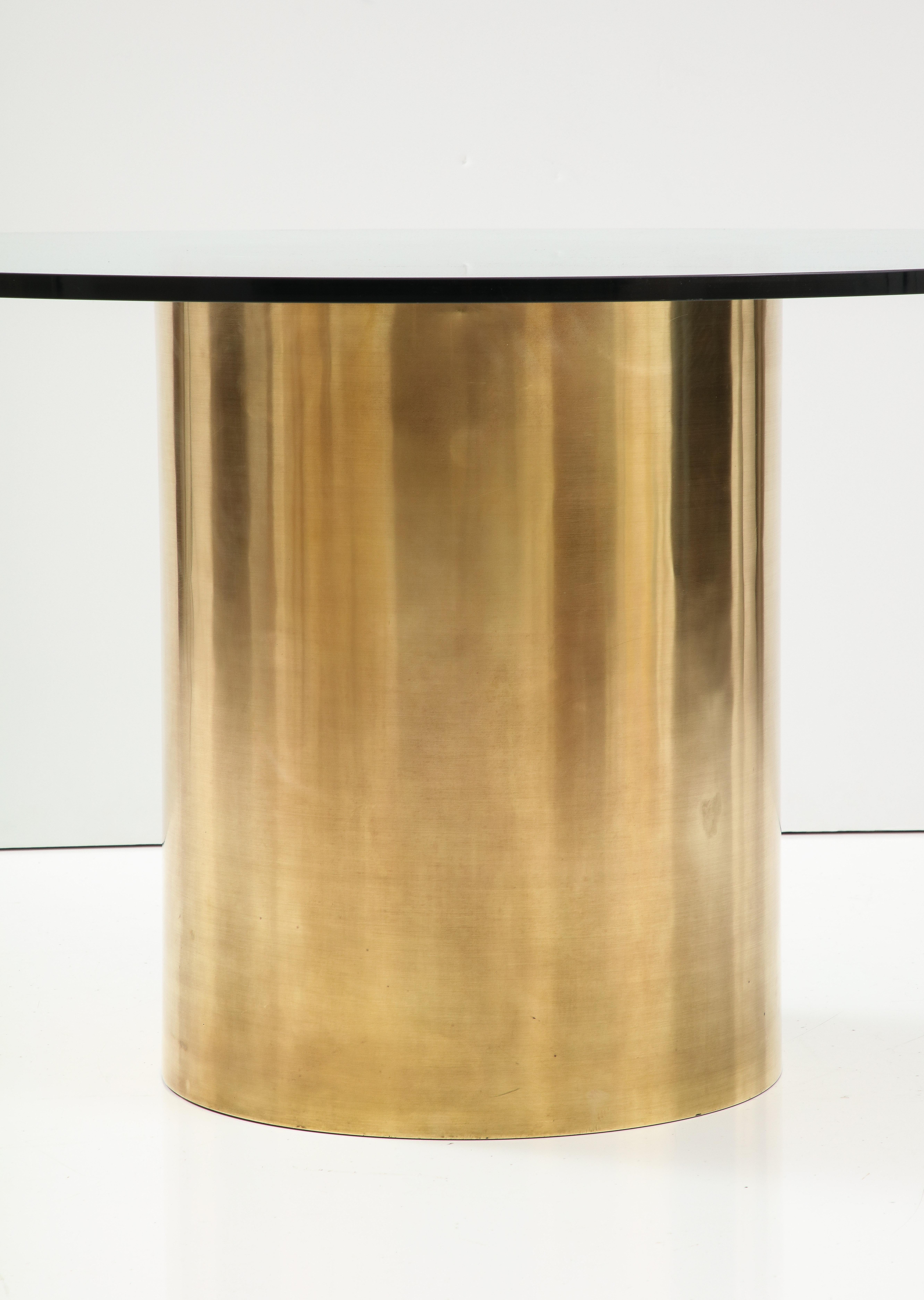 American 1970's Mid-Century Modern Brass Drum Dining Table Attributed To Brueton For Sale