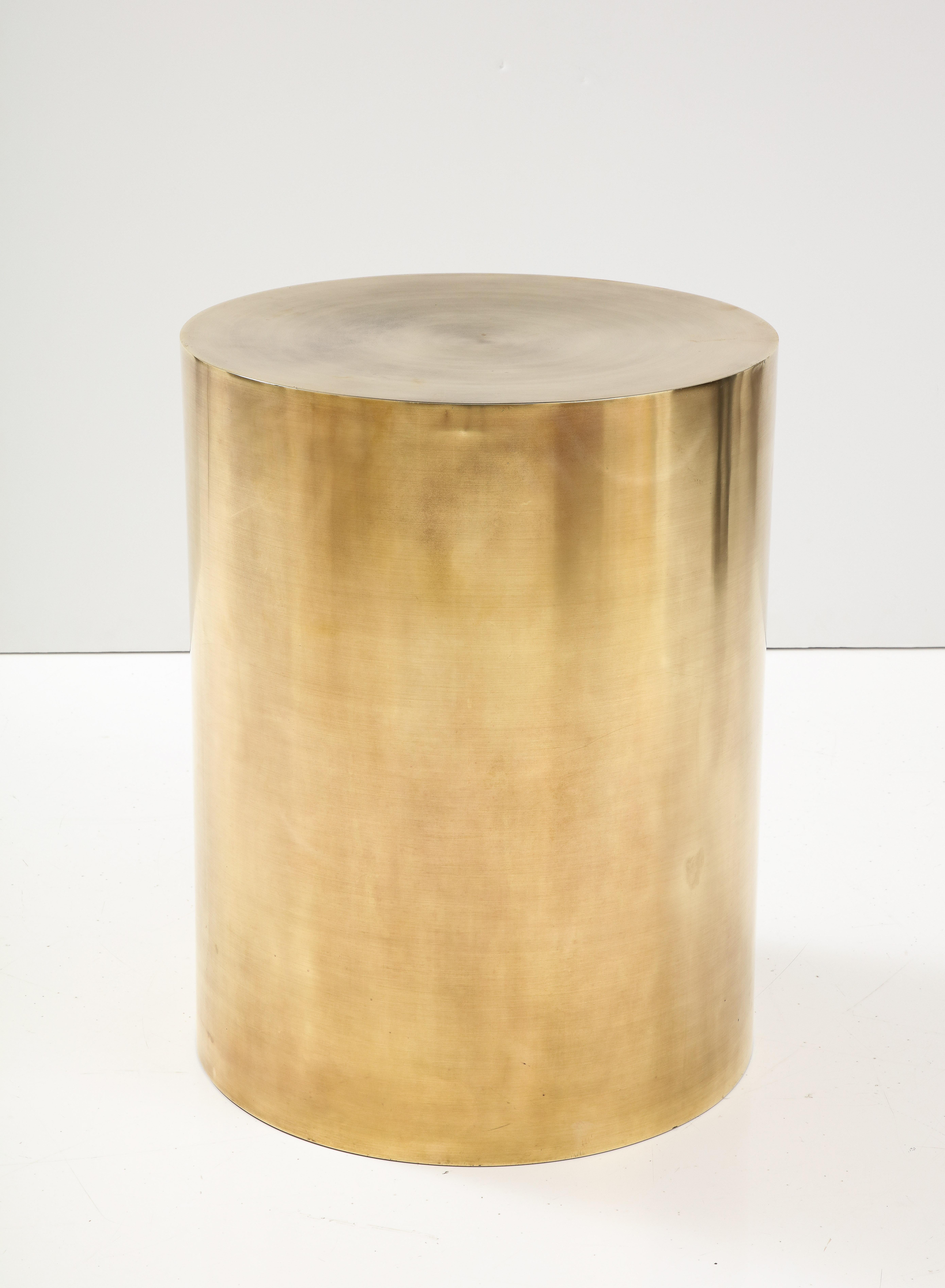 1970's Mid-Century Modern Brass Drum Dining Table Attributed To Brueton For Sale 1