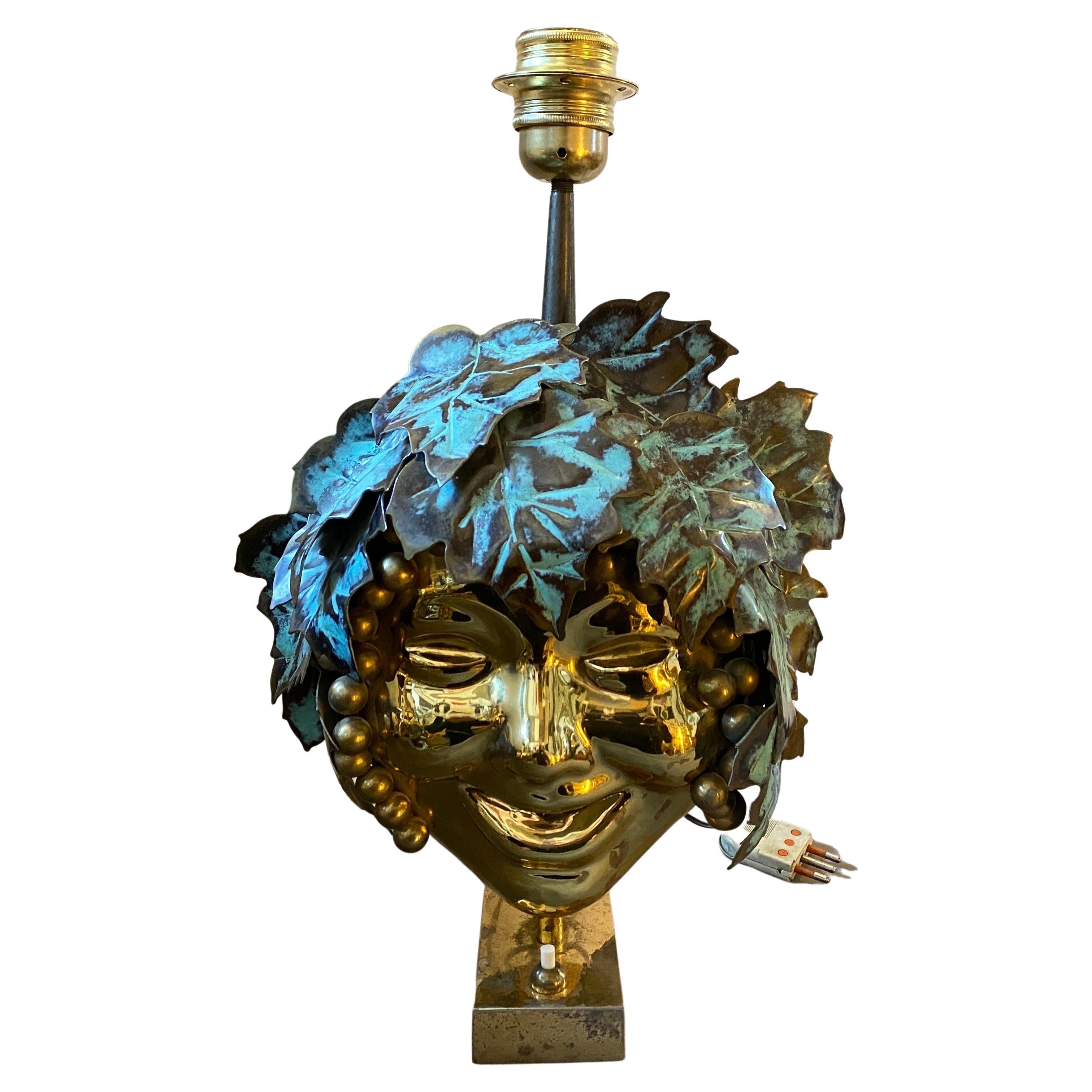 1970s, Mid-Century Modern Brass Italian Bacchus Table Lamp For Sale