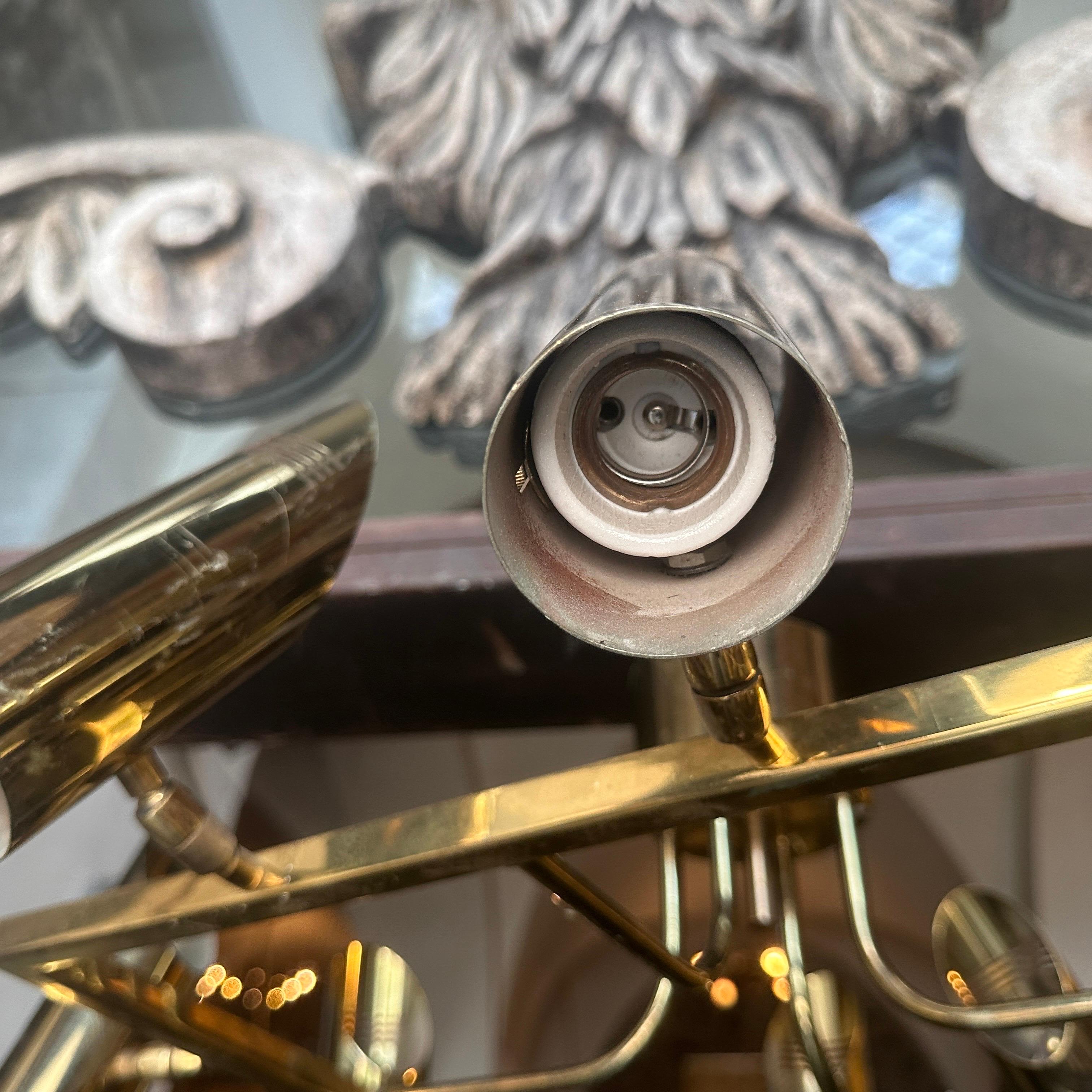 1970s Mid-Century Modern Brass Italian Chandelier in the style of Stilnovo 7