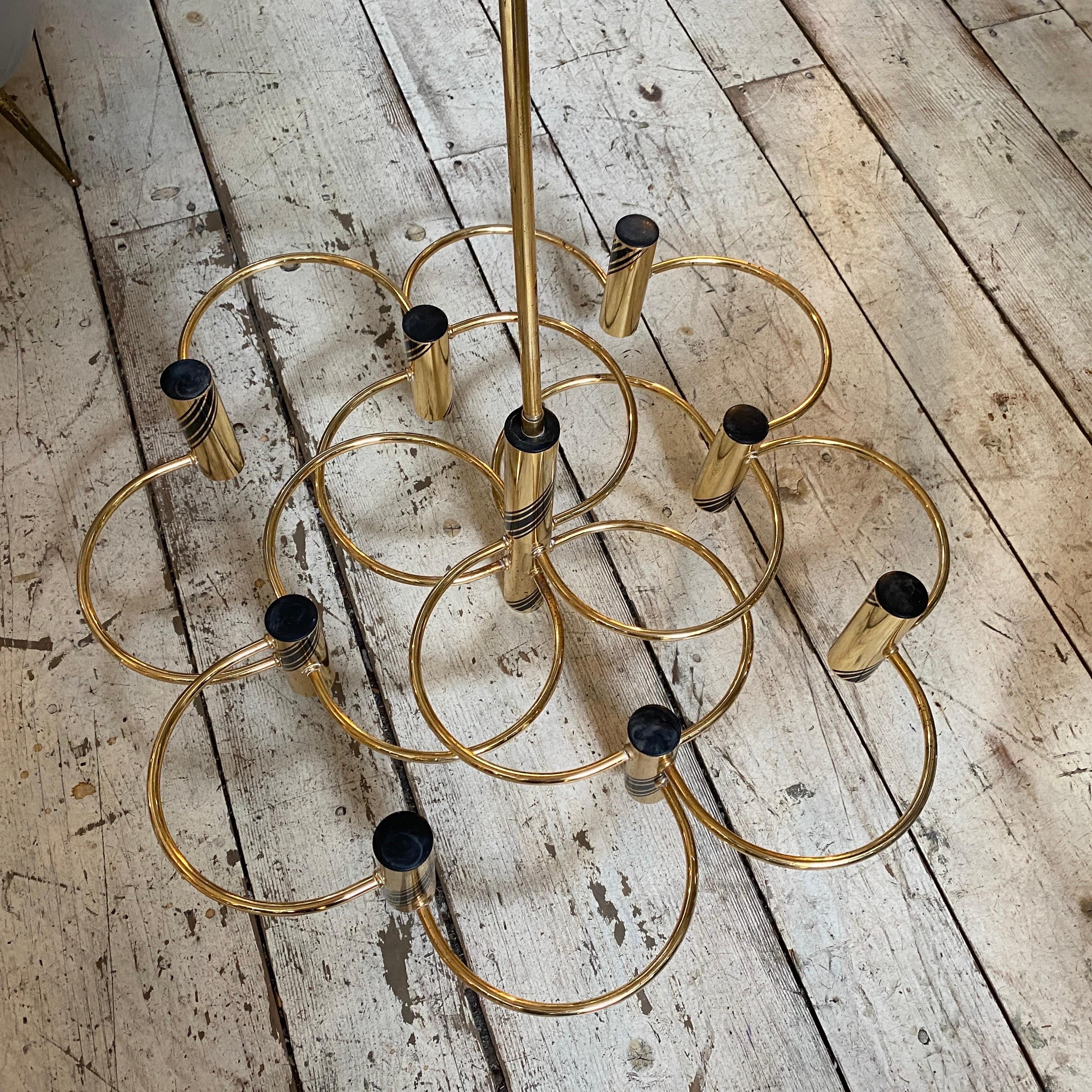 1970s Mid-Century Modern Brass Italian Chandelier or Ceiling Light by Sciolari For Sale 7