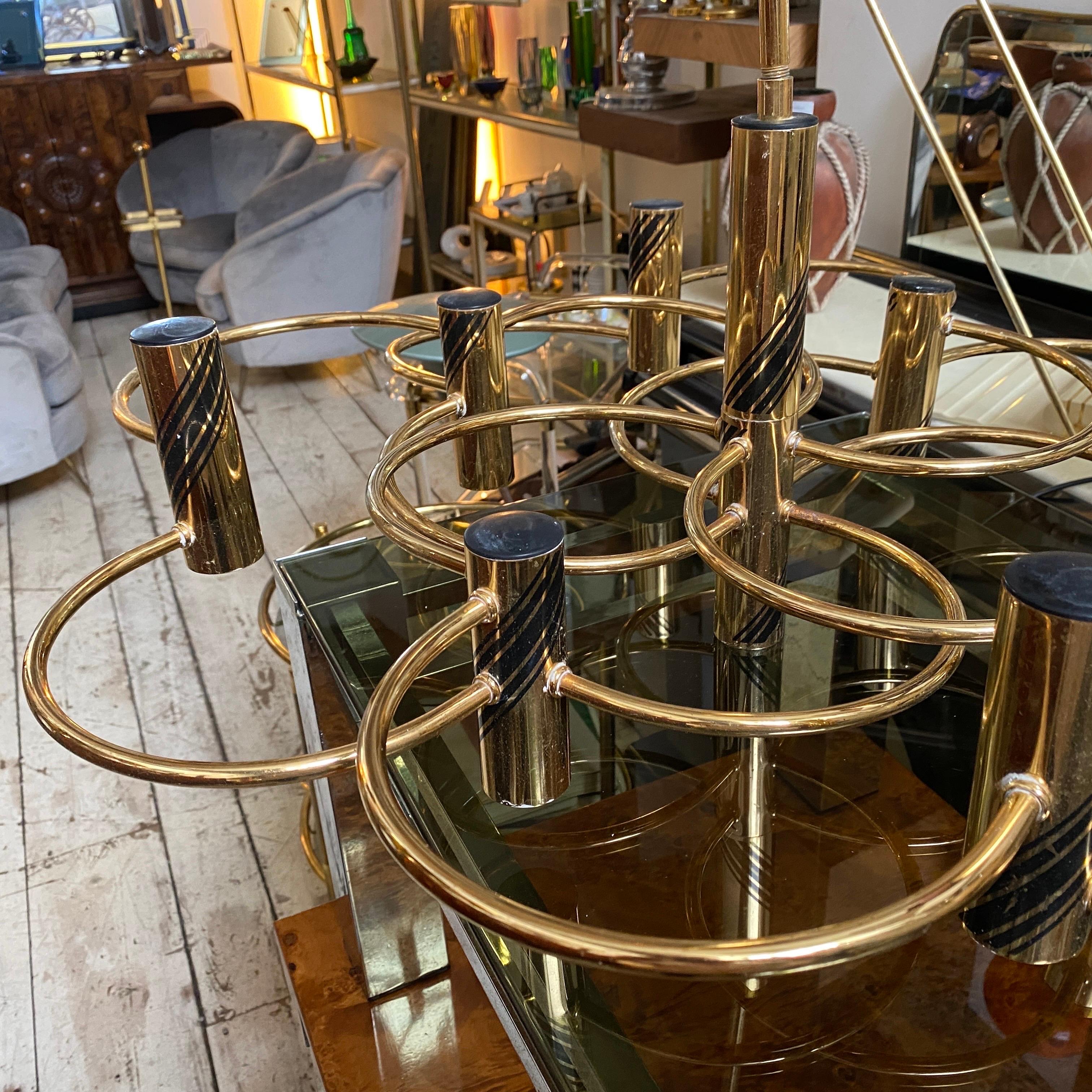 1970s Mid-Century Modern Brass Italian Chandelier or Ceiling Light by Sciolari In Good Condition For Sale In Aci Castello, IT