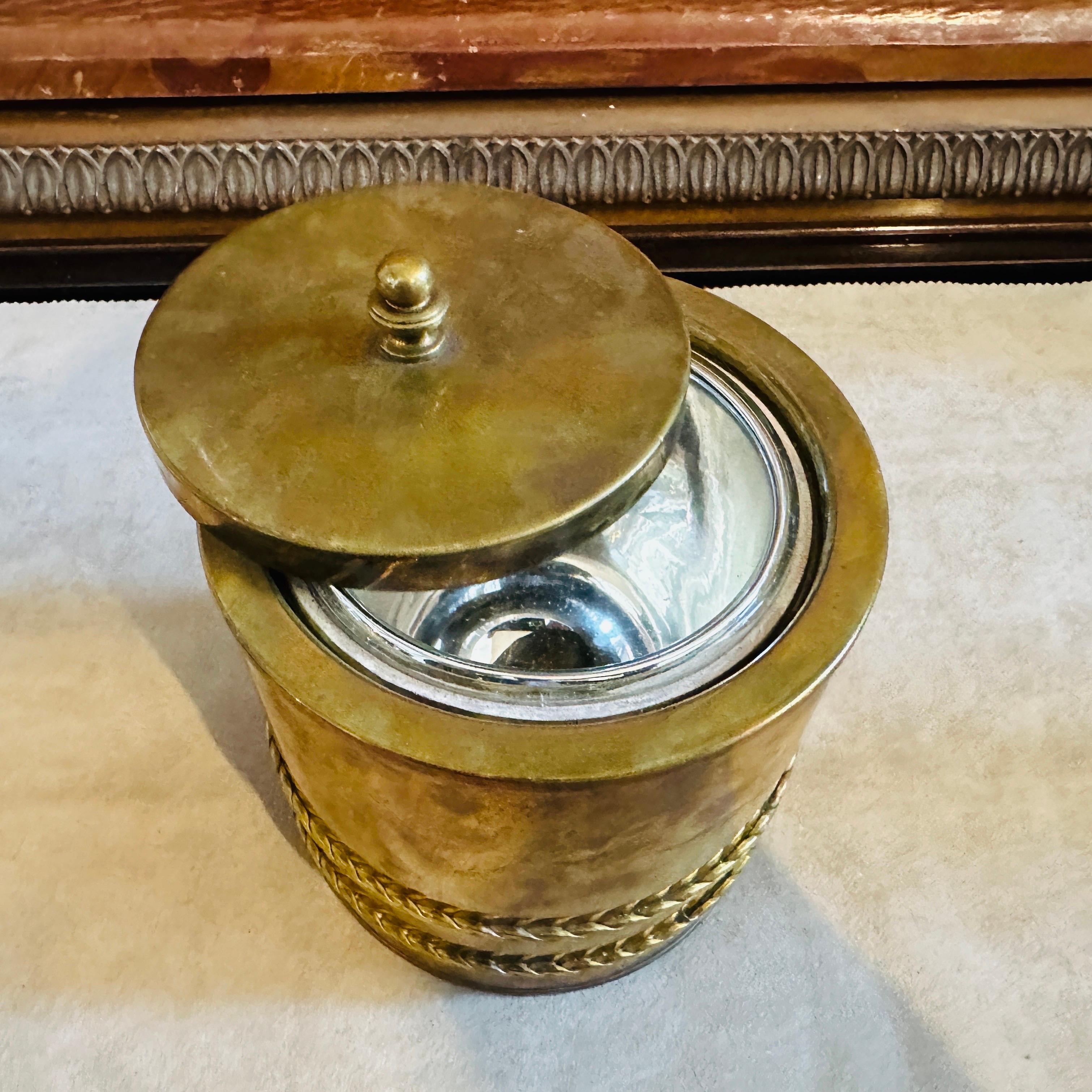 1970s Mid-Century Modern Brass Italian Ice Bucket For Sale 1