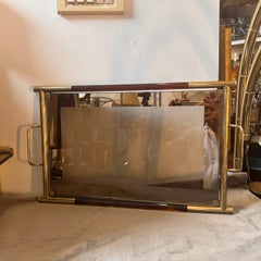 Italienisches Tablett aus Messing, Lucite und Rauchglas, Mid-Century Modern, 1970er Jahre