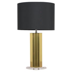 1970s Mid-Century Modern Brass Lucite Table Lamp