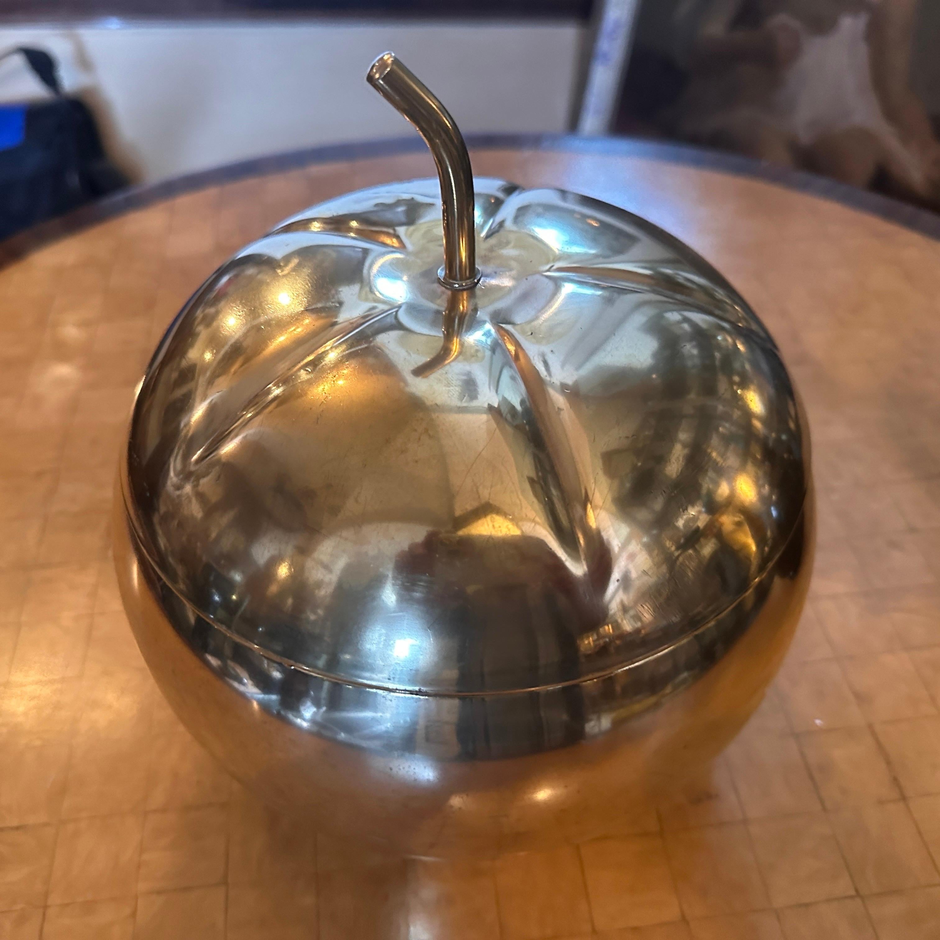 20th Century 1970s Mid-Century Modern Brass Pumpkin Italian Ice Bucket