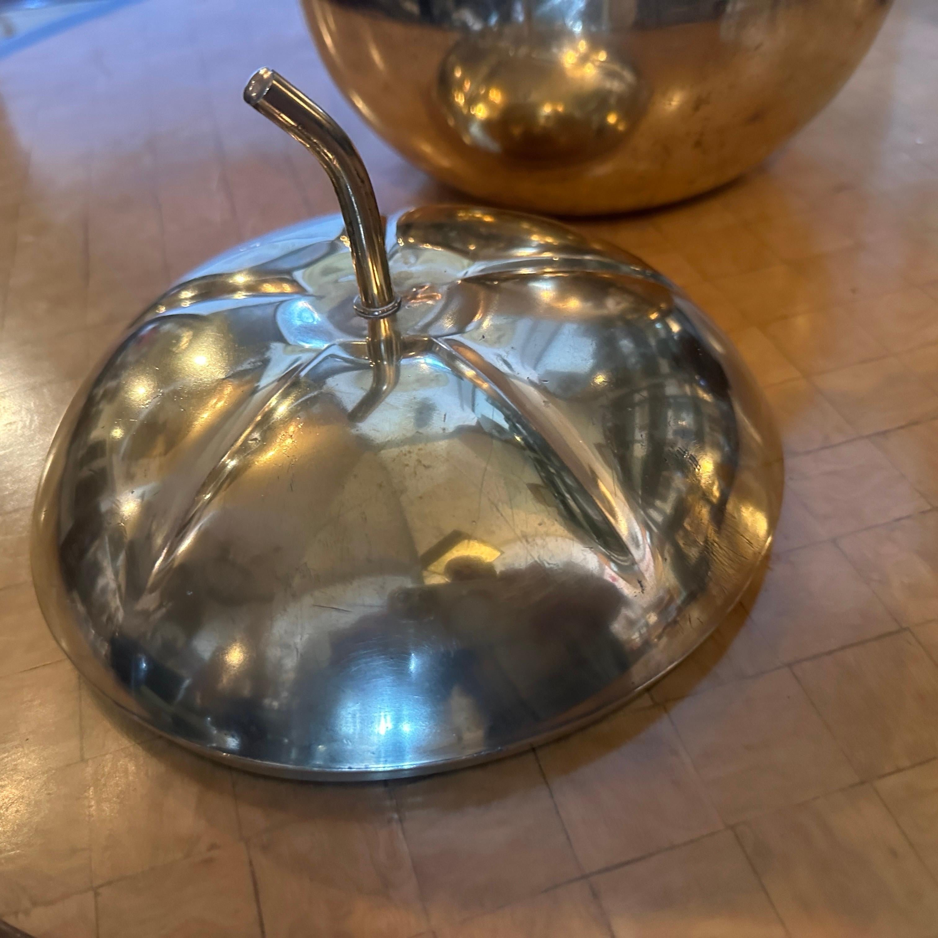 1970s Mid-Century Modern Brass Pumpkin Italian Ice Bucket 2