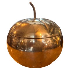 1970s Mid-Century Modern Brass Pumpkin Italian Ice Bucket