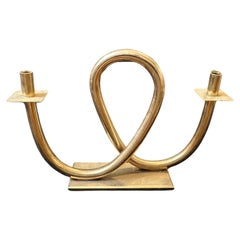 1970s Mid-Century Modern Brass Small Candelabra in the manner of Gio Ponti