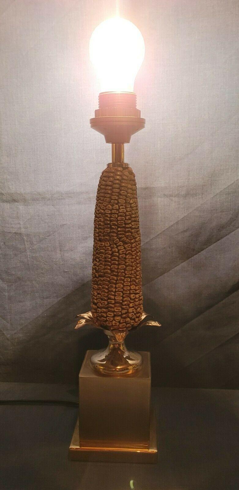 1970's Mid Century Modern Bronze Ear of Corn Table Lamp style of Maison Charles For Sale 4