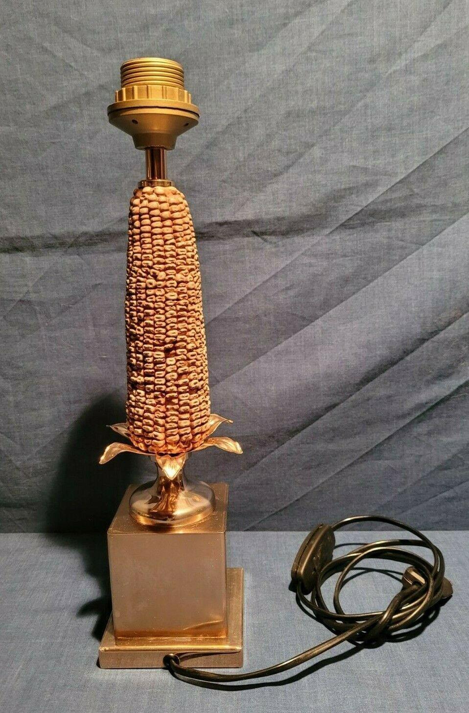 1970's Mid Century Modern Bronze Ear of Corn Table Lamp style of Maison Charles For Sale 6