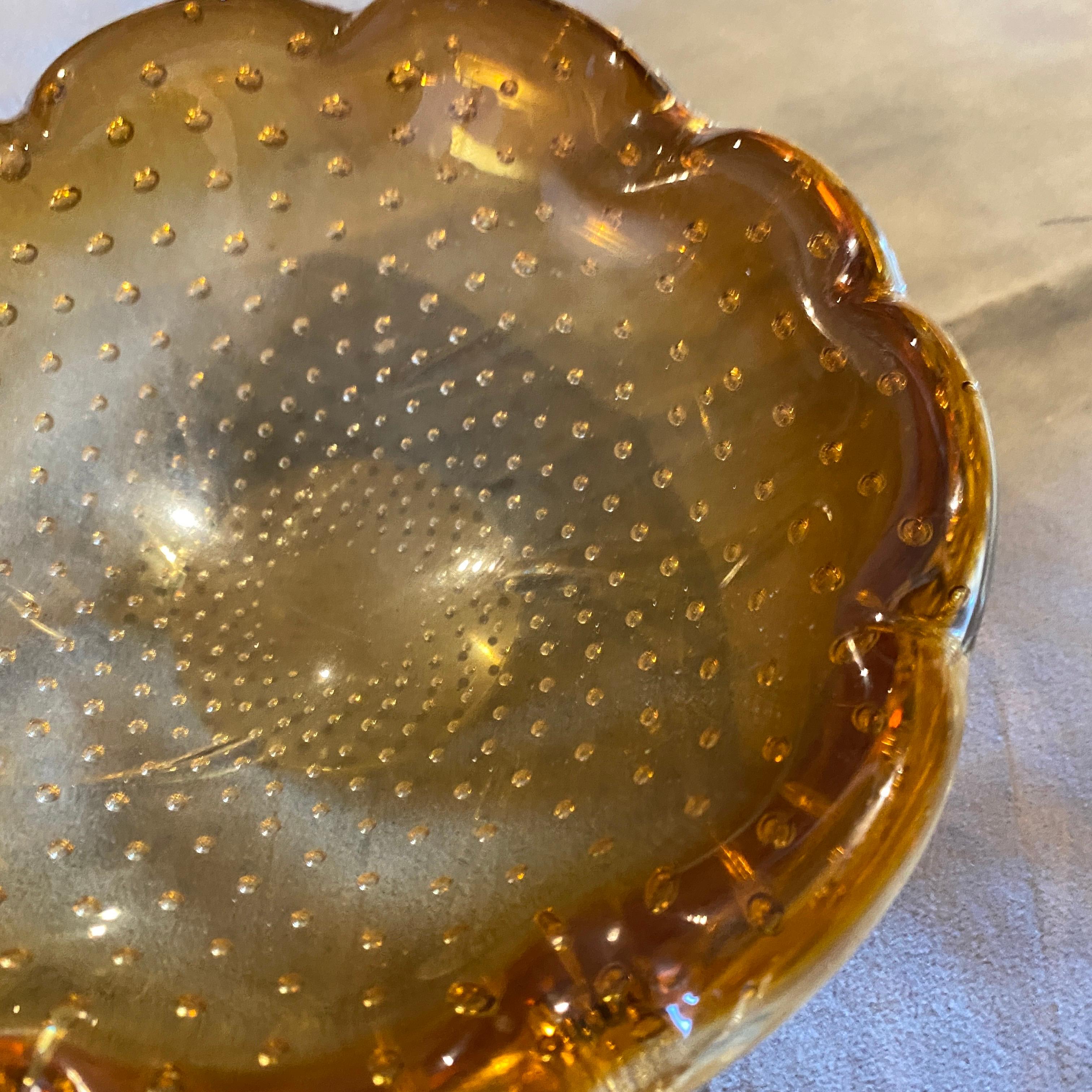 Hand-Crafted 1970s Mid-Century Modern Bullicante Brown Murano Glass Ashtray